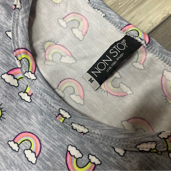 NEW Comfy Pijama Set Medium Gray and Rainbow - Picture 3 of 3